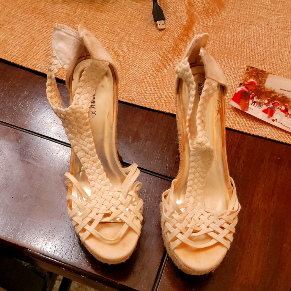 White Wedge Heels